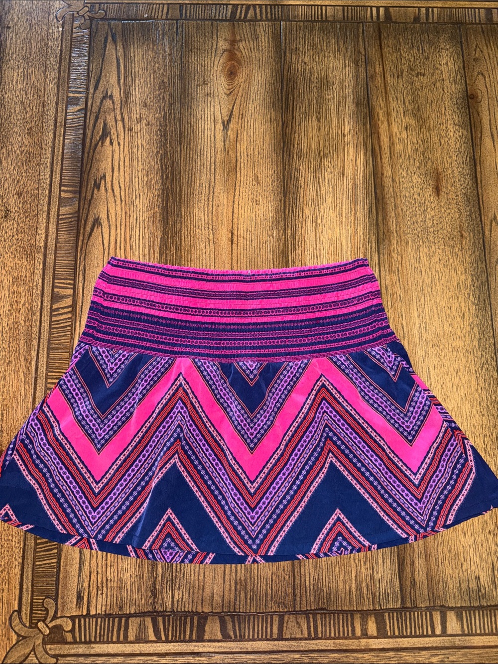 Express Pink and Navy Chevron Mini Skirt